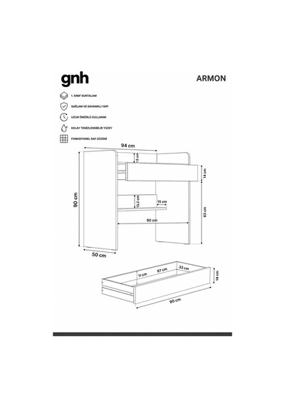 Home Armon Tek Çekmeceli Çalışma Masası 94x90x50 Cm Beyaz Meşe Modern Tasarım Beyaz - 914417242 Beyaz Home Armon Tek Çekmeceli Çalışma Masası 94x90x50 Cm Beyaz Meşe Modern Tasarım Beyaz - 914417242 Beyaz