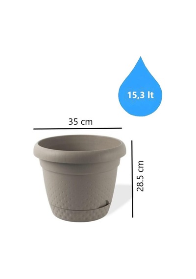Omnipazar Krs-345 Dekoratif İnci Bitki Çiçek Saksı Takımı 15.3 Litre No 5 Kahverengi