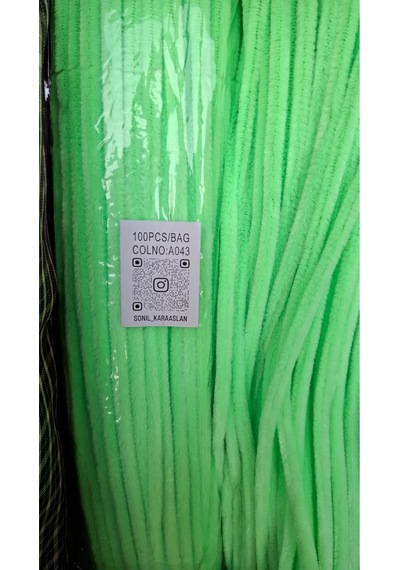 30 Cm A043 Yeşil Kod Şönil - Tüylü Hobi Çubuğu 100 Lü Paket