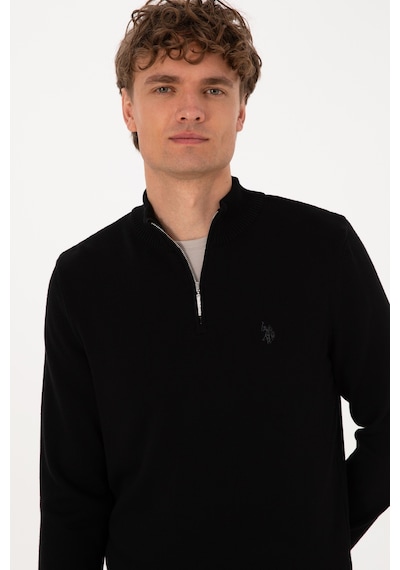 U.S. Polo Assn. Erkek Slim Fit Yarım Fermuarlı Siyah Basic Kazak 50313695-VR046 U.S. Polo Assn. Erkek Slim Fit Yarım Fermuarlı Siyah Basic Kazak 50313695-VR046