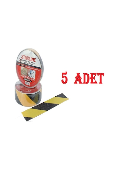 50 Mm x 15 M Kaydırmaz Bant Starline Sarı-Siyah X 5 Adet