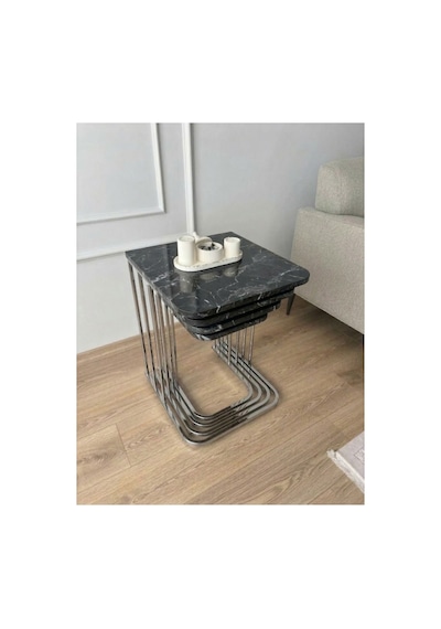 4'lü Tekerlekli Sehpa Krom Carrara Çok Renkli
