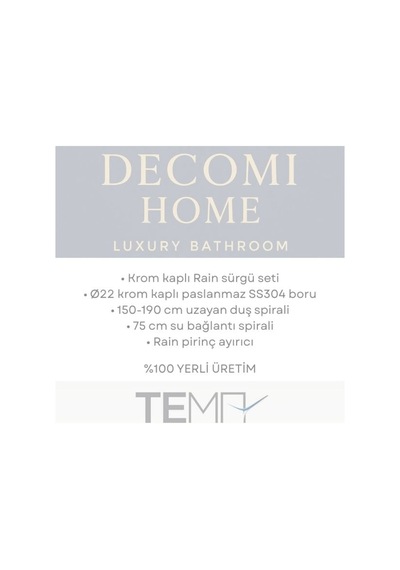 Tema Rain Tetra 53243-2m Tepe Duş Seti Siyah