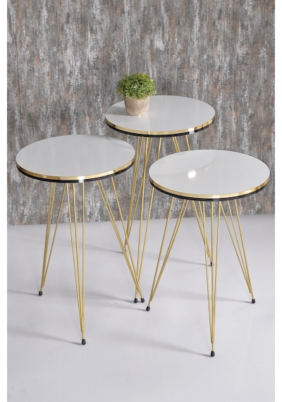 Zigon Sehpa Çift Gold Krem Tel (503659053)