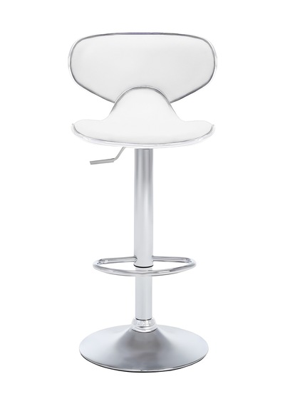 Bürocci Zen Bar Taburesi - Beyaz Modern Deri Metal Ataklı Yüksek Tezgah Sandalyesi - 9549s0486 Beyaz