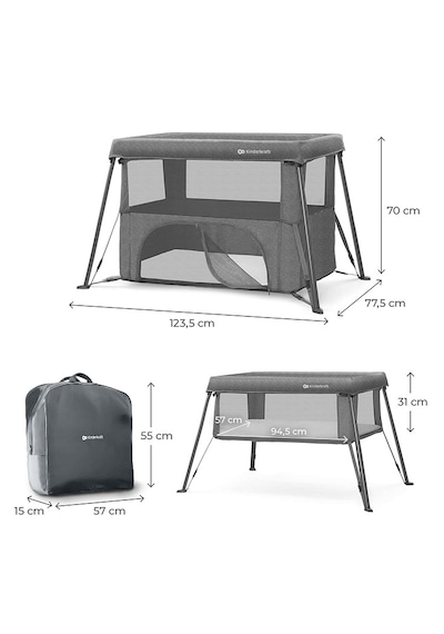 Kinderkraft Camı 3in1 Seyahat Yatağı-beşik Hafif 5 Kg Sırt Çantalı Gri