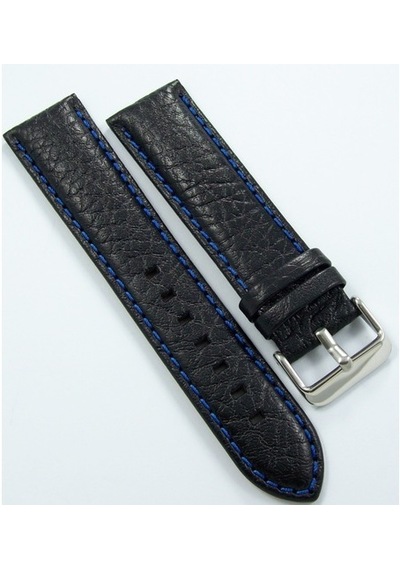 Bizon Siyah Deri Saat Kordonu 22Mm Lacivert Spor Dikişli Kayışı D (480001409)