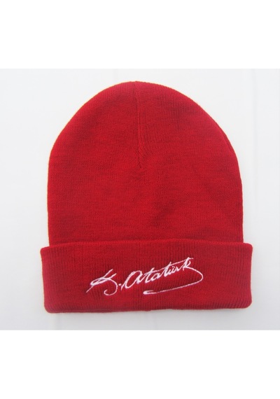 Salarticaret Atatürk Imzalı Kırmızı Unisex Bere