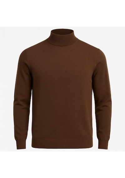 Fabio Cassani Slim Fit Polo Yarım Balıkçı Uzun Kol Erkek Triko - 7425 Kahverengi