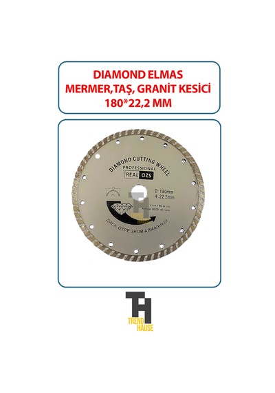 Dıamond Elmas Mermer, Taş, Granit Kesici, Ağız 180 Mm X 22,2 Mm Spiral