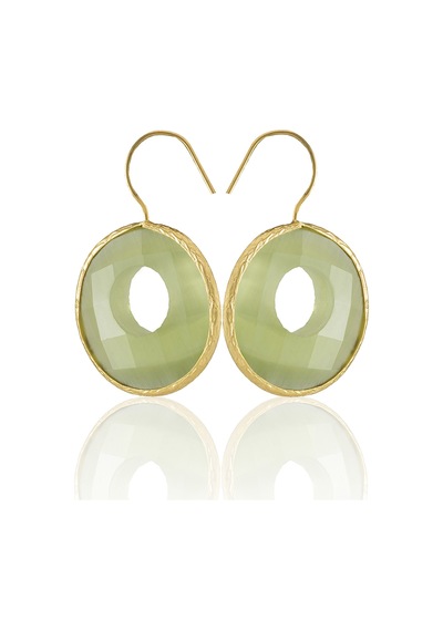 Kadir Jewellery 22 Ayar Altın Kaplama Kadın Taşlı Küpe -el İşçiliği Ve Hipoalerjenik Küpe Altın - Zeytin Yeşili 27768467