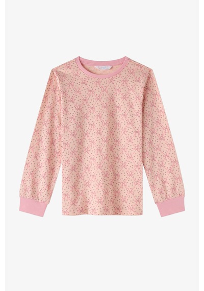 Penti Kız Çocuk Pembe Whisper Bows Pamuklu Uzun Kollu 2li Pijama Takımı