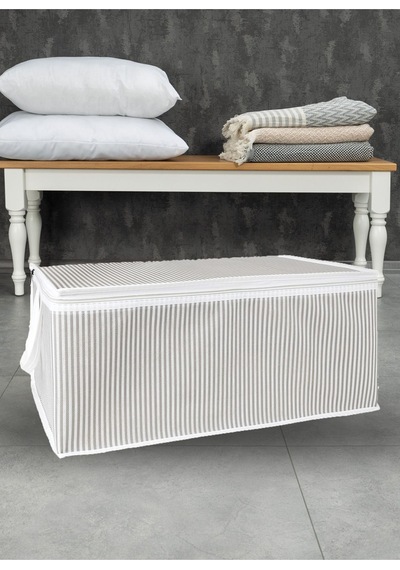 1 Adet Gri Çizgili Baza Altı Düzenleyici Hurç 75 X 40 X 40 Renkli