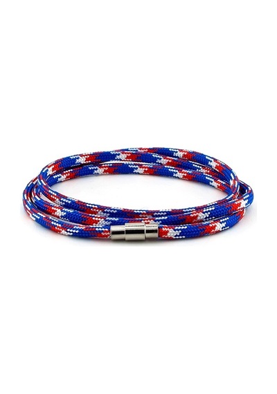 Paracord Üç Sira Dolama Mavi Kirmizi Beyaz Erkek Bileklik Bt411 Çok Renkli