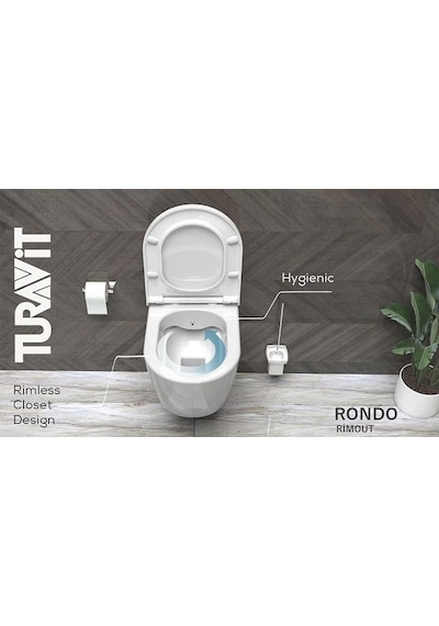 Turavit RND5512 Rondo Kanalsız Asma Klozet Nkp Yavaş Kapak