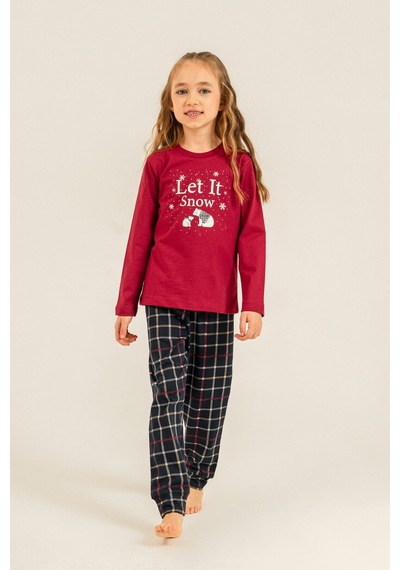 Arnetta Let It Snow Anne Kız Bordo Uzun Kol Pijama Takım Ar3730-a-v1 Ar3730-a-v1