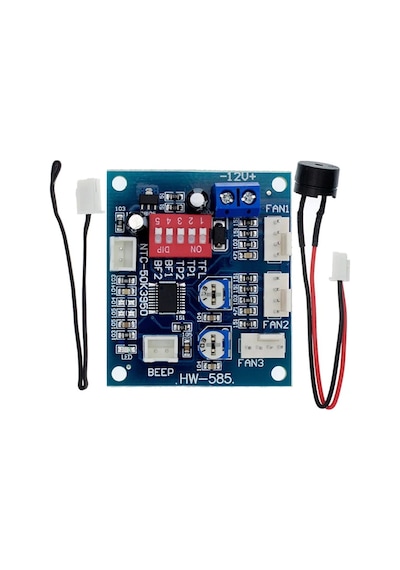 3 Kanal Dc 12v 4a Pwm Fan Hız Kontrol Hw585 Otomatik Sıcaklık Kontrol Ntc Sensör Buzzer Uyarı Pc