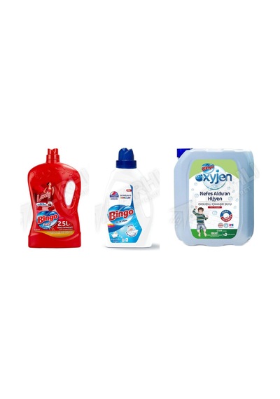 Bingo Yüzey Temzileyici 2,5 L + Beyazlar İçin Sıvı Det. 2600 Ml + Çamaşır Suyu 4 Lt 3'lü Set Diğer