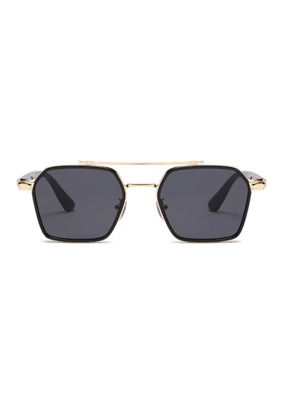 Favon Gold Retro Köşeli Metal Çerçeve İnce Sap Unisex Uv400 Vintage Retro Güneş Gözlüğü Altın