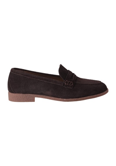 Hobby Ayakkabı Hobby Kadın Süet Penny Loafer Babet Ayakkabı Kahverengi