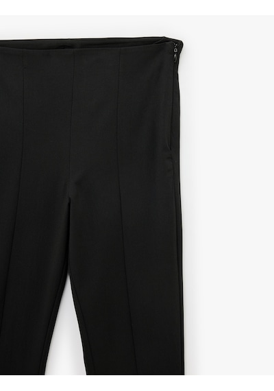 Koton Bürümcük Kumaş Slim Fit İspanyol Paça Tayt Pantolon Siyah 6sal40087ık