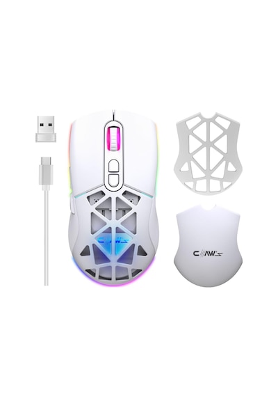Nexus Air Kablosuz 10000 Dpi Pixart Pmw3325 Sensör Makro Yazılımlı & Değiştirilebilir Kapaklı Rgb Kablosuz Gaming Mouse - Beyaz