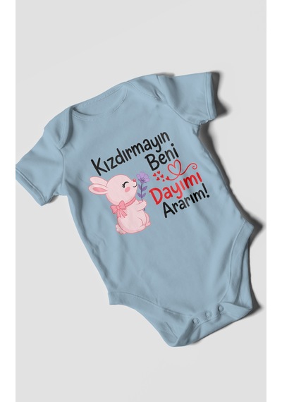 Morivokids Kızdırmayın Beni Dayımı Ararım Kısa Kollu Bebek Body %100 Pamuk Zbn165-kk Bebe Mavisi