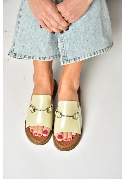 Fox Shoes U291099303 Bej Hakiki Deri Kadın Terlik Bej-hakiki Deri Bej