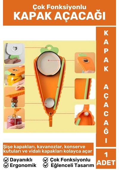 Premium Ergonomik Eğlenceli Tasarım Kavanoz Şişe Konserve Çok Fonksiyonlu Şişe Kapak Açacağı Çok Renkli