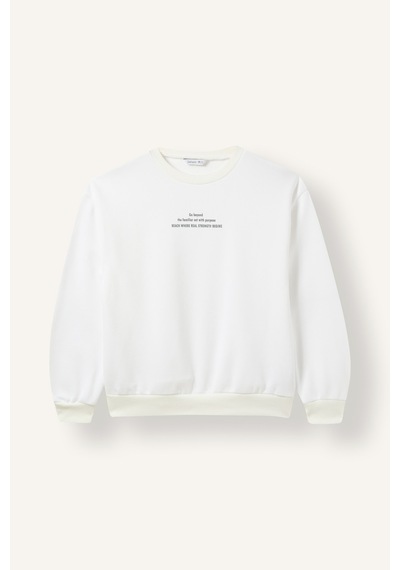 Defacto Relaxed Fit Bisiklet Yaka Baskılı İçi Yumuşak Tüylü Sweatshirt Kız Çocuk I4895a826auwt34 Beyaz-wt34