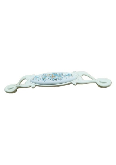 Miray 128 Mm Metal Krem Kasa Beyaz Mavi Çiçek Desenli / 5 Adet Krem