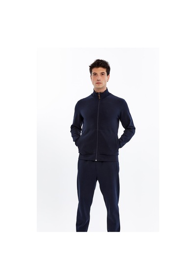 AR-MA Arma Erkek Slim Fit Sweatshirt Scuba Interlok, Tam Fermuarlı, Dik Yaka, Fleto Cepli K30324989802 Lacivert