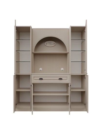 Siena Maxi 170 Cm Komple Mdf Cam Vitrinli Kahve Köşesi - Kum Beji