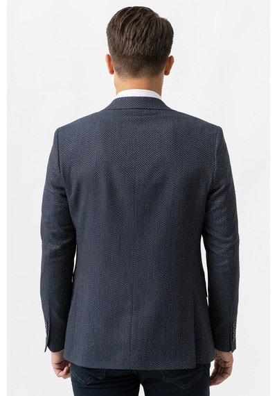 White Stone Novara C3004 Likralı 6 Drop Regular Fit Ceket Desenli - 50 Lacivert