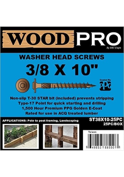 Gurthalteband St38 X 10 25-parça 3/8 İnç 25,4 Cm Uzunluk Çamaşır Makinesi Dış Kafa Ahşap Vidalar, 25 Adet,