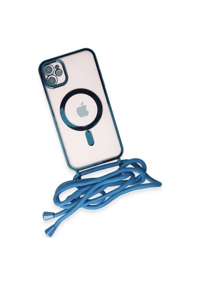 Apple iPhone Uyumlu  11 Uyumlu Kılıf Divo Lazer Askılı Magsafe Kapak - Sierra Blue