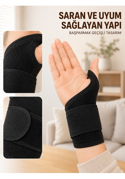 Ayarlanabilir El Bilek Bandajı Başparmak Geçişli Bilek Desteği Günlük Ve Spor Kullanım - Lisinya Siyah