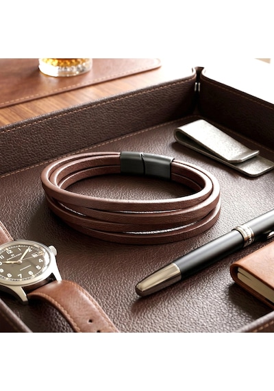 Moncuk Design Kahverengi 4 Lü Pu Deri Çoklu Bileklik - Zamak Kilit 33513b10d7 Çok Renkli