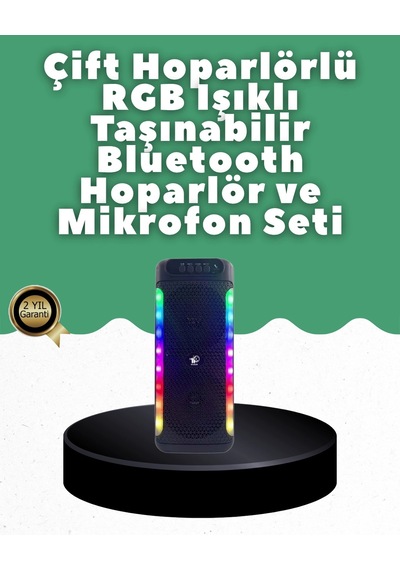 Hubrendy Tekno Yüksek Ses Güçlü Kablosuz Hoparlör Karaoke Mikrofonlu