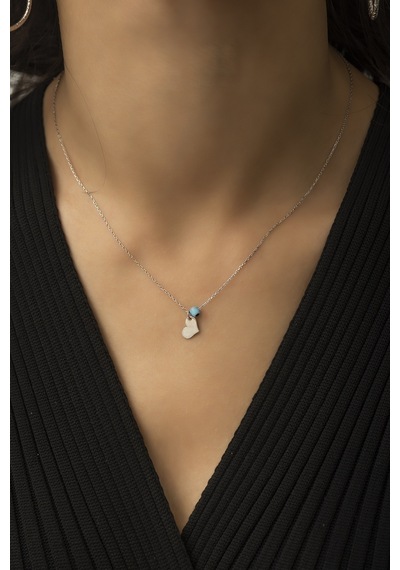 Papatya Silver 925 Ayar Nazar Boncuklu Gümüş Kalp Kolye