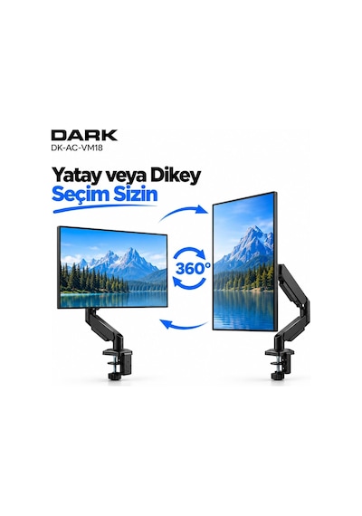 Vm18 1 Adet Monitör Takılabilen 13"-32" Uyumlu Amortisörlü, Masa Monte Monitör Kolu Dk-ac-vm18
