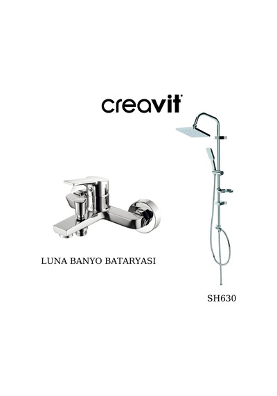 Creavit Luna LN2500 Banyo Bataryası + SH630 Kare Tepe Duş Sistemi Krom