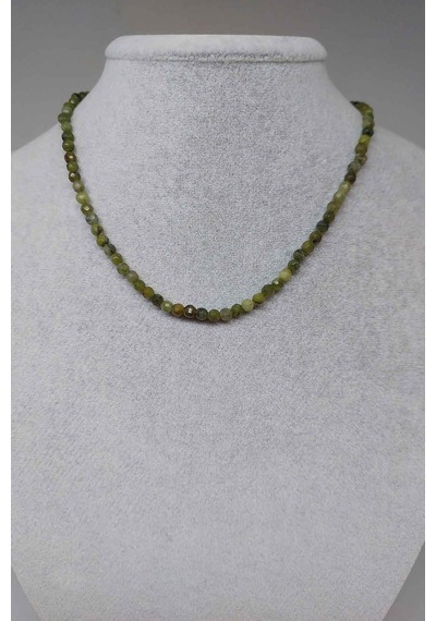 Peridot (Zebercet) Taşı Faset Kesim 4mm Kolye (Sabit Klipsli) Gümüş