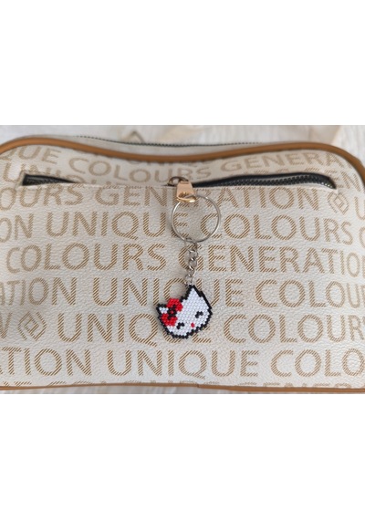 Hello Kitty Figürlü Miyuki Anahtarlık&çanta Süsü Siyah - Beyaz