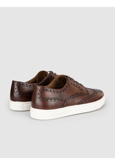 Cabani Taba Hakiki Deri Erkek Oxford Sneaker Kahverengi