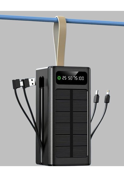 Güneş Panelli Powerbank Led Işıklı Taşınabilir Şarj Cihazı Belirtilmemiş