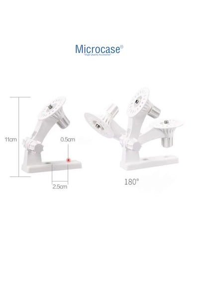 Microcase 3m Yapışkan Veya Vida Monteli 1/4 Vida Girişli 180 Derece Döner Başlıklı Kamera Bebek Kamerası Tutucu Stand Beyaz - Al5014