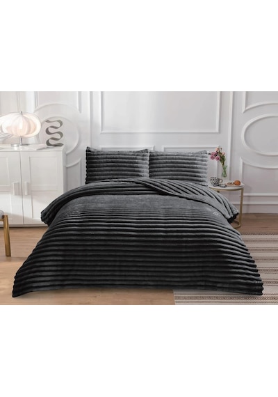 Soft Çizgi Çift Kişilik Yatak Örtüsü 260x240 Antrasit