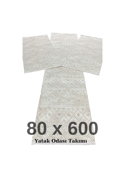 4 Metrekare - 6 Metrekare Bambu Tarz Modern Salon Oturma Odası Mutfak Halısı Antialerjik Krem 6165krem