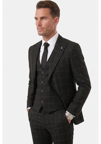 Deepsea Erkek Siyah Slim Fit 3 Lü Takım Elbise Kareli Ekose Desenli Yelekli Şık Takım 2600517 Deepsea Erkek Siyah Slim Fit 3 Lü Takım Elbise Kareli Ekose Desenli Yelekli Şık Takım 2600517